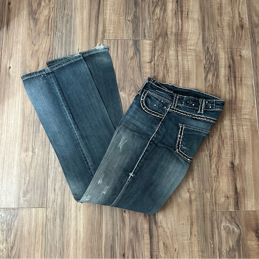 Cowgirl Tuff Hot Stuff Dark Blue Bootcut Jeans Heavy Starched 26x35 - Picture 4 of 9